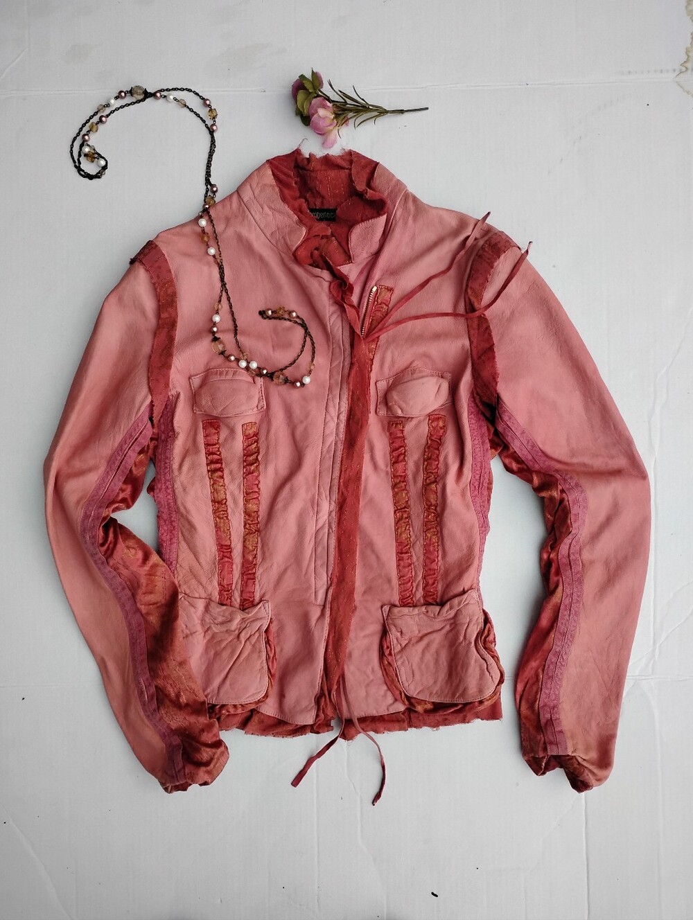 ROBERTO CAVALLI Silk, Leather, Pink Soft and Light, Deep Rose 'n Gold